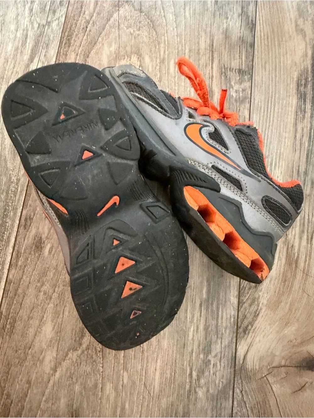 Nike Kids Black and Orange Mesh Sneakers